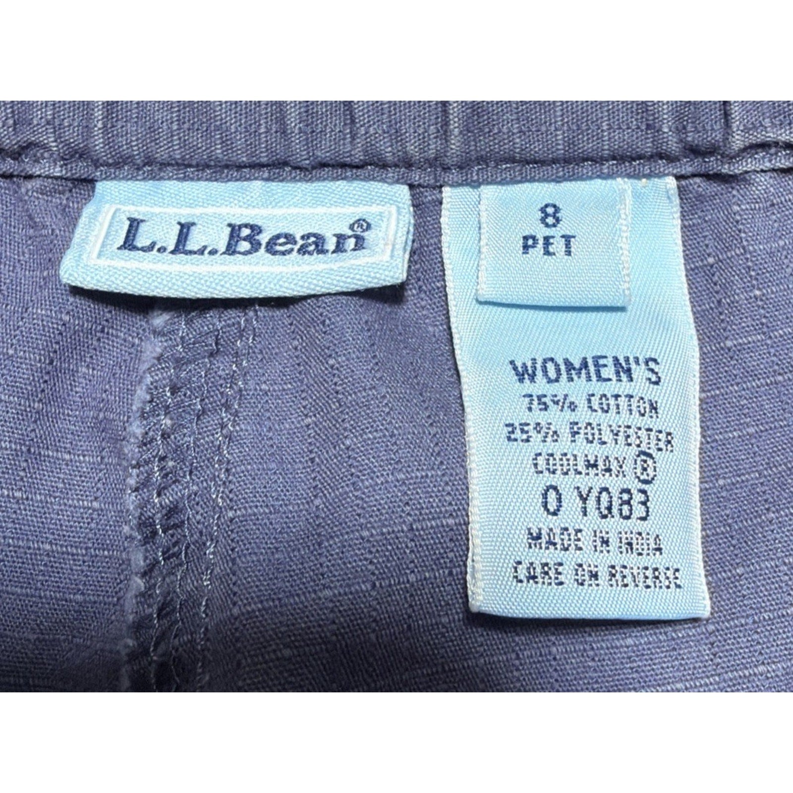 LL Bean Womens Size 8 Pet Blue High Rise Utility Hiking Outdoor Coolmax Pants