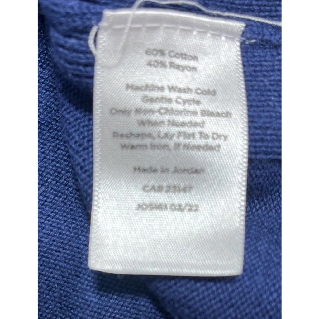 TALBOTS INDIGO NAVY BLUE/PINK TIPPED GIRLFRIEND CARDIGAN SWEATER Large