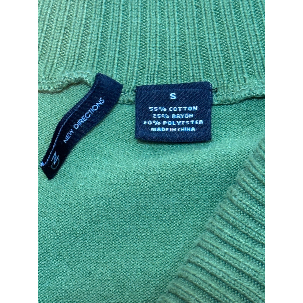 New Directions Green V-Neck Asymmetrical Hem Knit Sweater Women’s Small