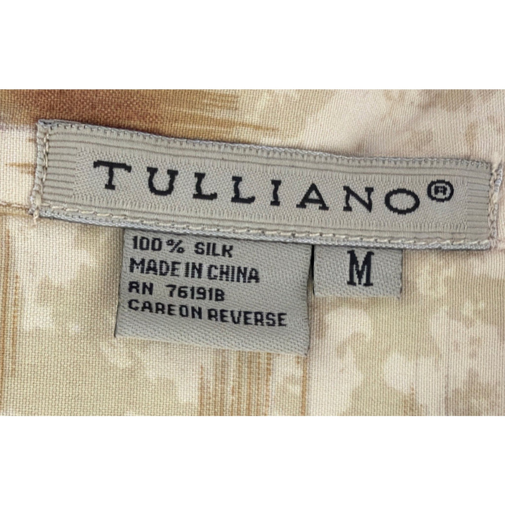 Tulliano Mens M Short Sleeve Button Up 100% Silk Camp Shirt Beach Coastal NWT