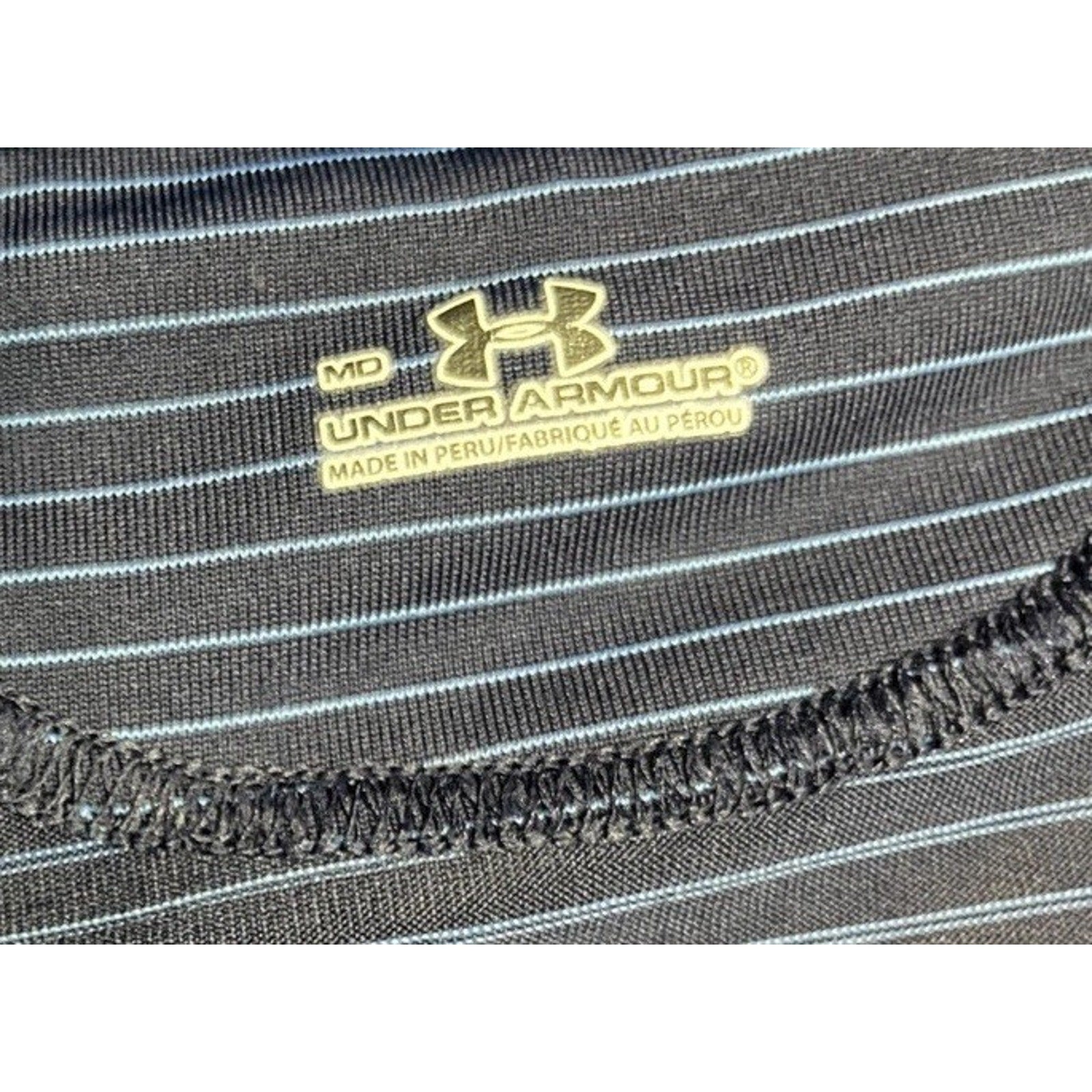 Under Armour Men's UA Matchplay Stripe Polo Shirt Blue Medium Activewear Logo