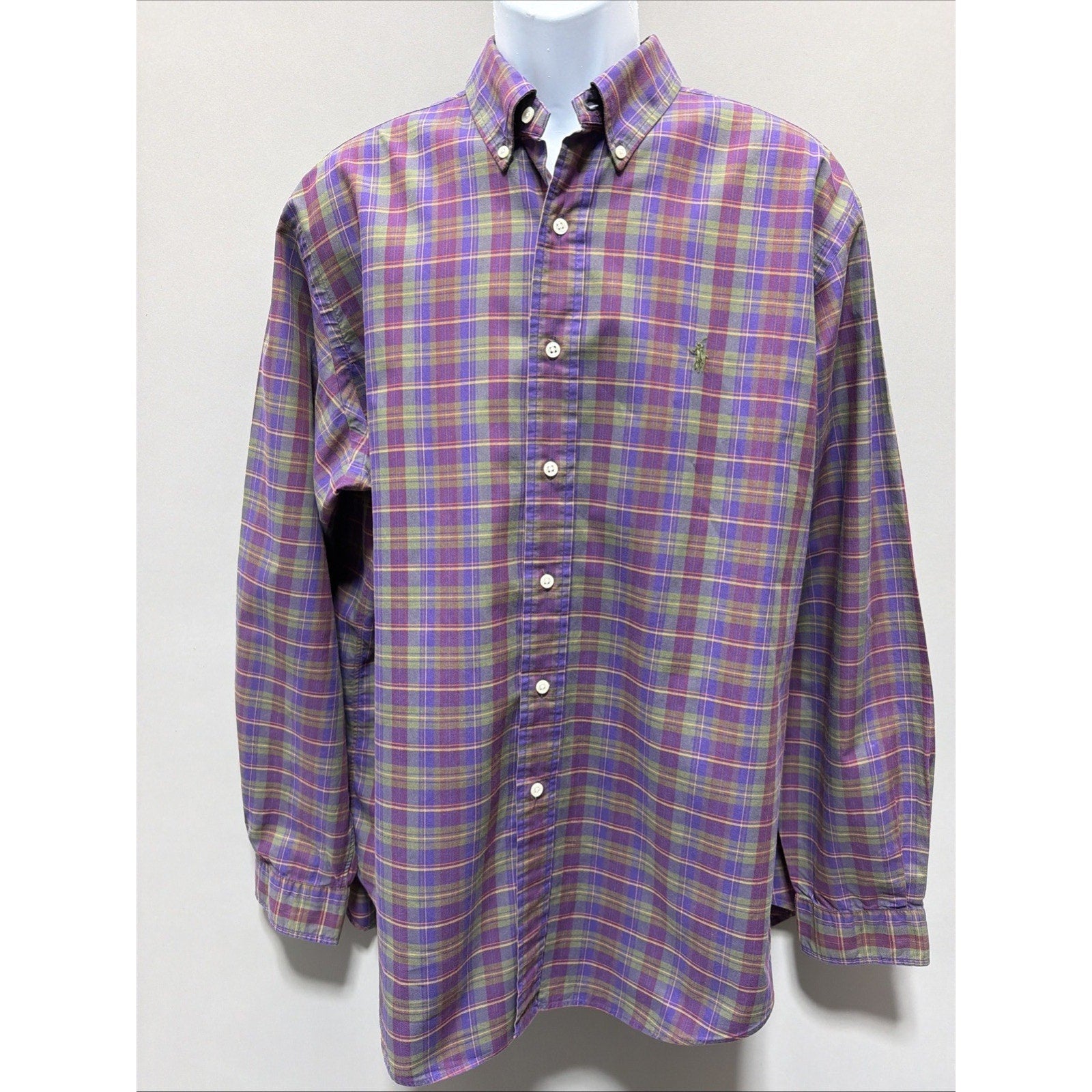 Polo Ralph Lauren Classic Fit Shirt Men XL Purple Casual Preppy Button Down