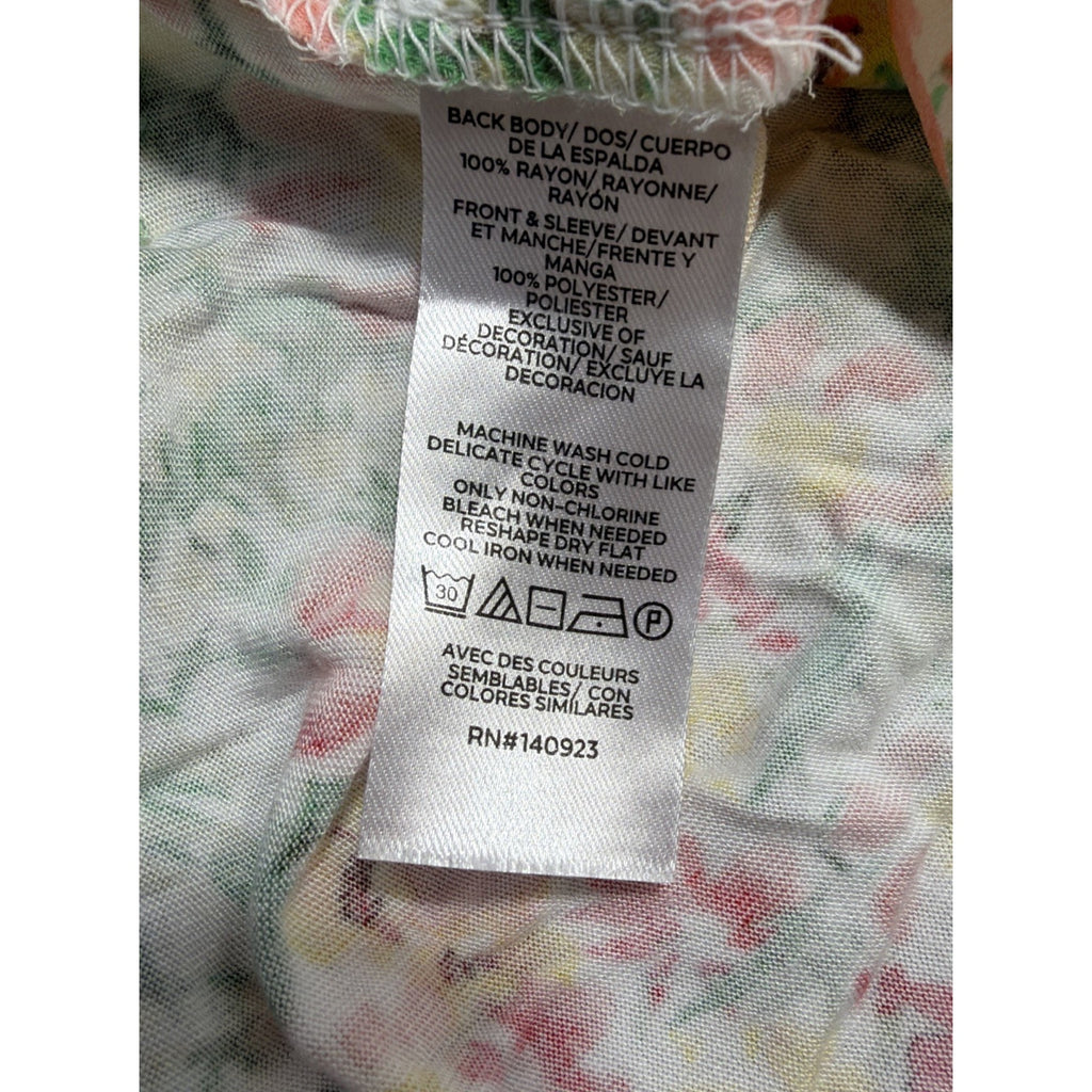 Loft Women Sleeveless Buttercup Floral Pleated Mixed Media Top White M