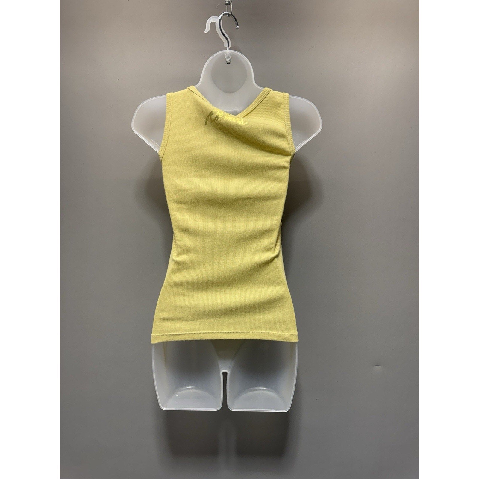 AKDMKS Natalia Ruched Asymmetric Tank Top Yellow Ribbed Sleeveless Side Tie