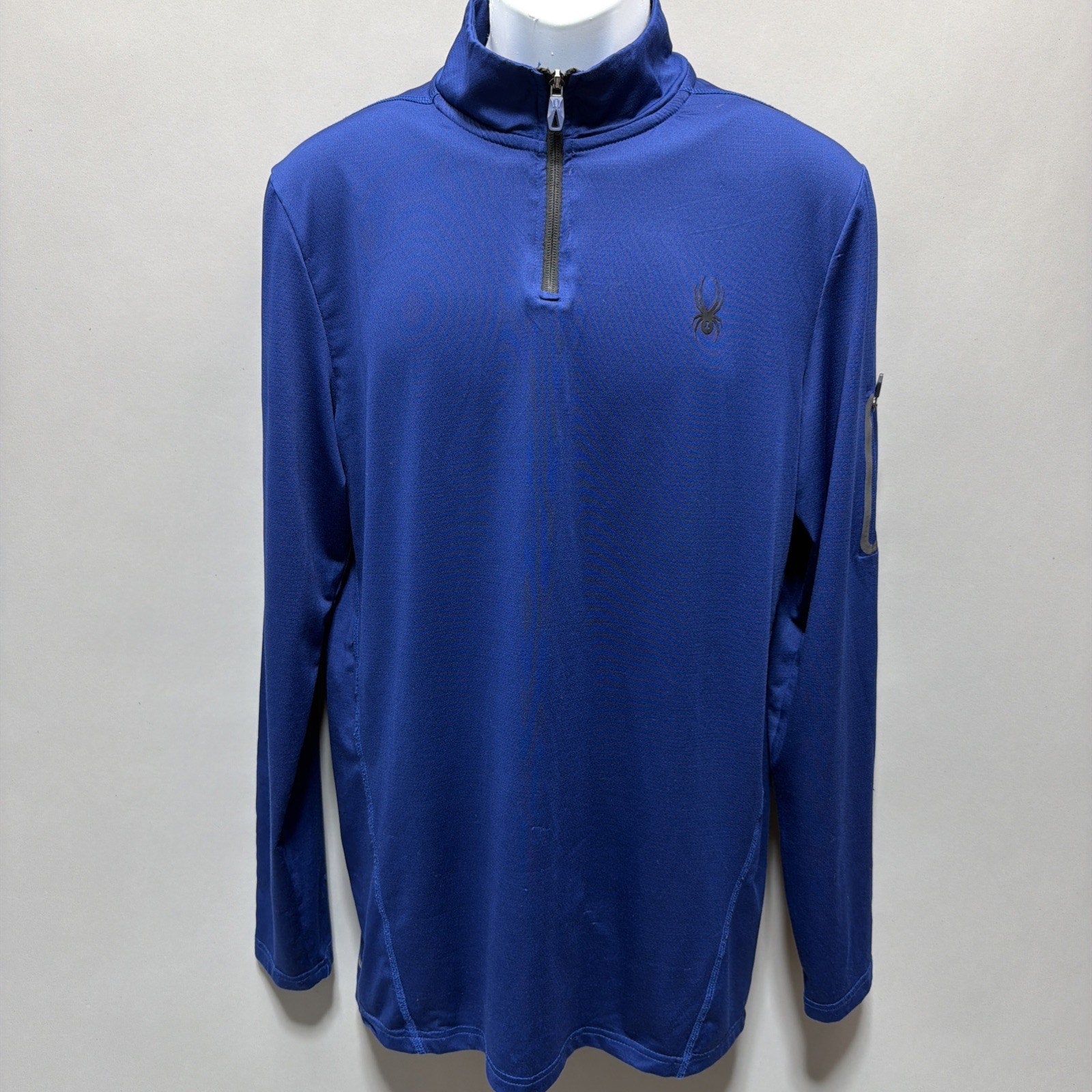 SPYDER Pro Web Active Top Adult Large Blue Pullover 1/4 Zip Activewear Running
