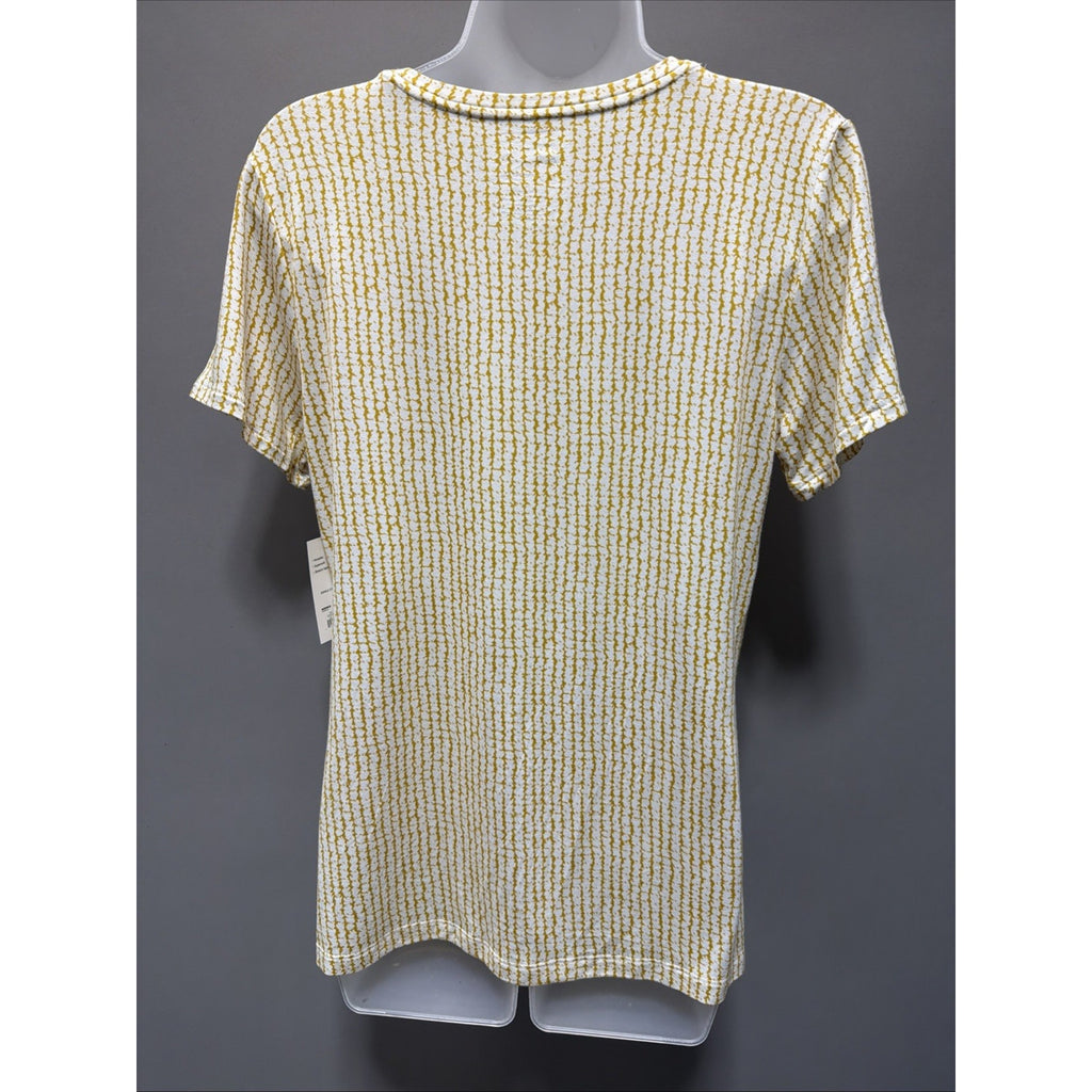 APT 9 Women's Essential Tee Shirt Top Medium Yellow White Twists Design New