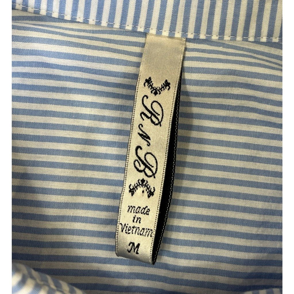 R N B Pinstripe Blue And White Lace Button Down Longsleeve Shirt Women’s Size M