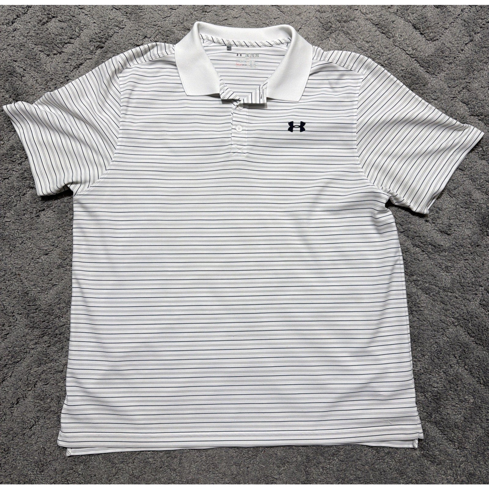Men's Under Armour Playoff Polo Shirt White Striped Size 2XL