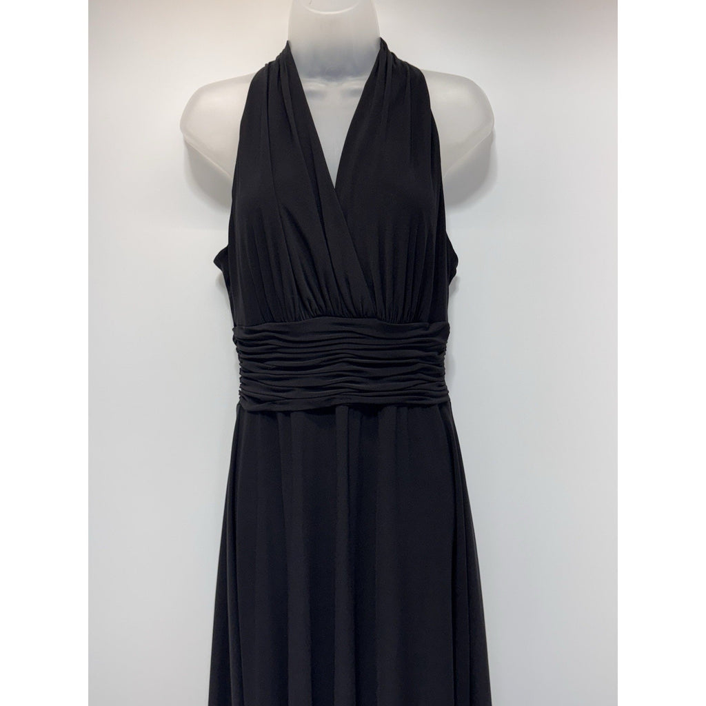 Kasper Sleeveless Fit & Flare Dress Black Stretch Ruched Waist Women’s Size 8