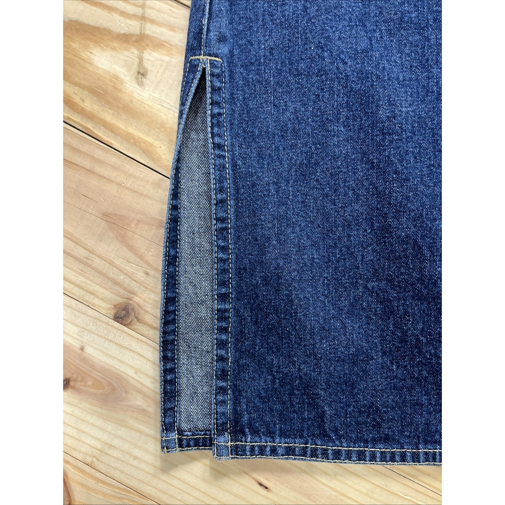 Vtg. Liz Claiborne Blue Denim Skirt A-Line Embroidered Zip Side Size Petite 2