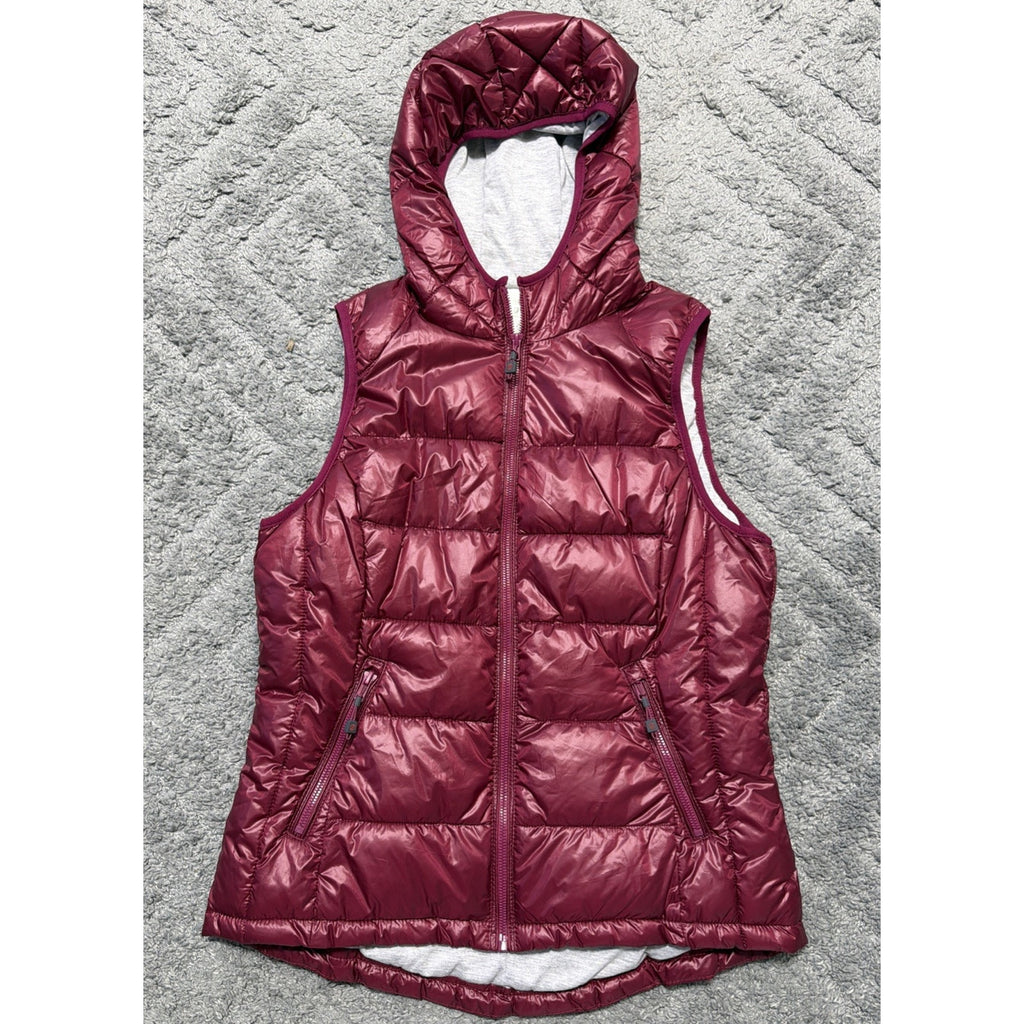 Tangerine Large Magenta Hooded Insulated Puffer Vest Winter Snow