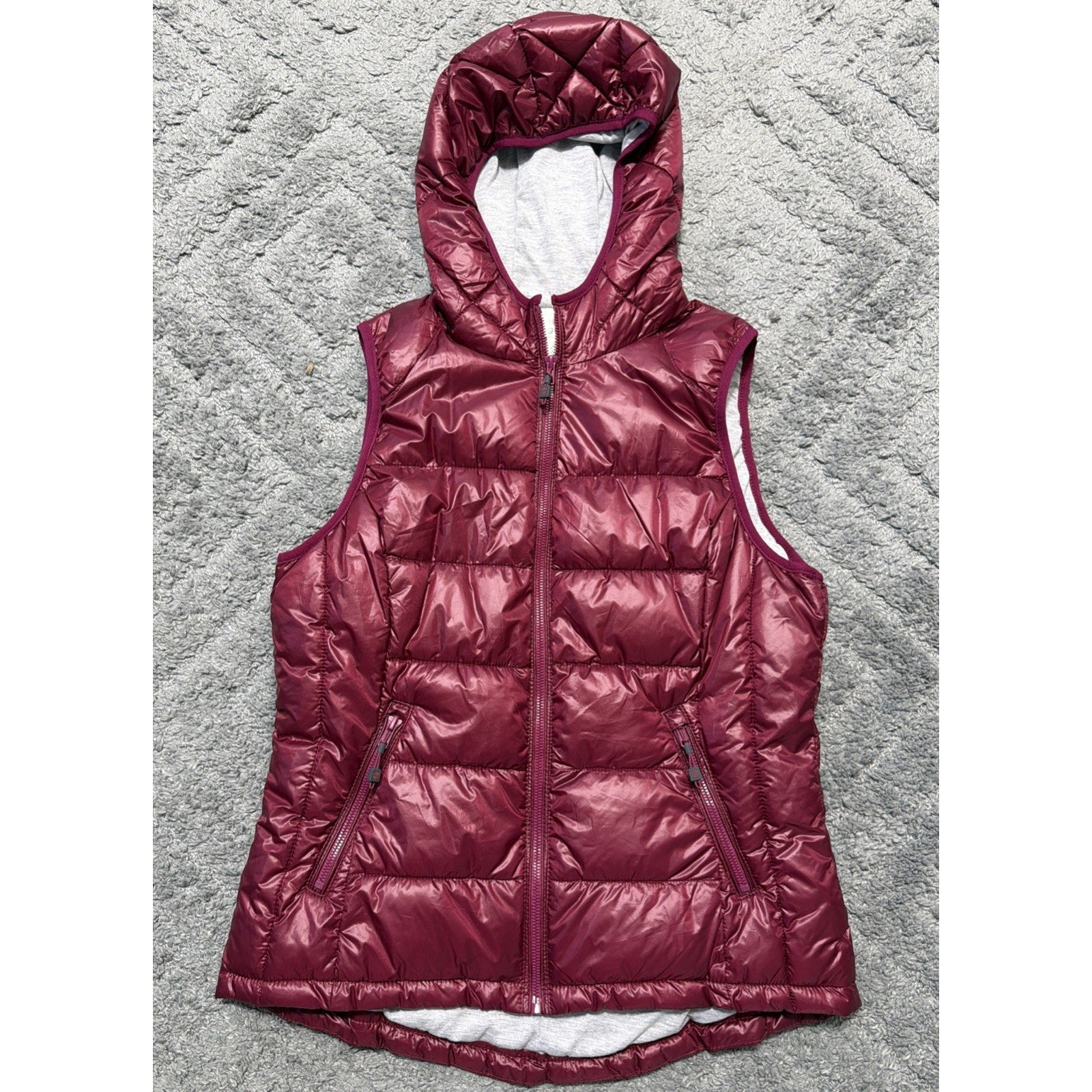 Tangerine Large Magenta Hooded Insulated Puffer Vest Winter Snow