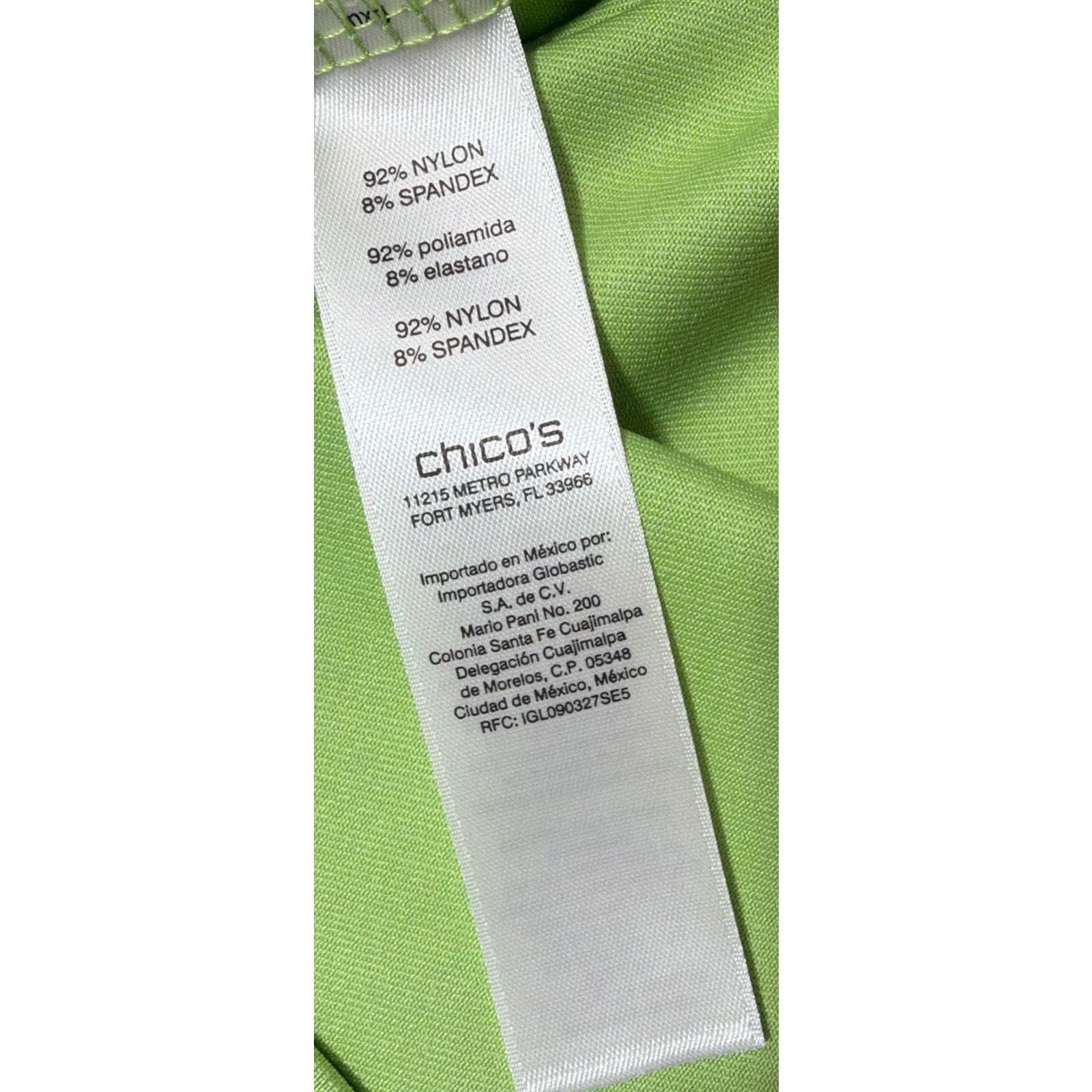 Chico’s Microfiber Tank Top Women’s Size 2 Lime Green Stretch Basic New