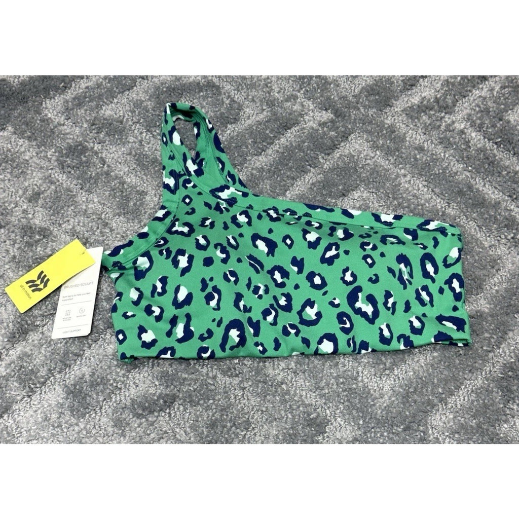 NWT All in Motion Brushed Sculpt Asymmetrical Green Sports Bra Size Large