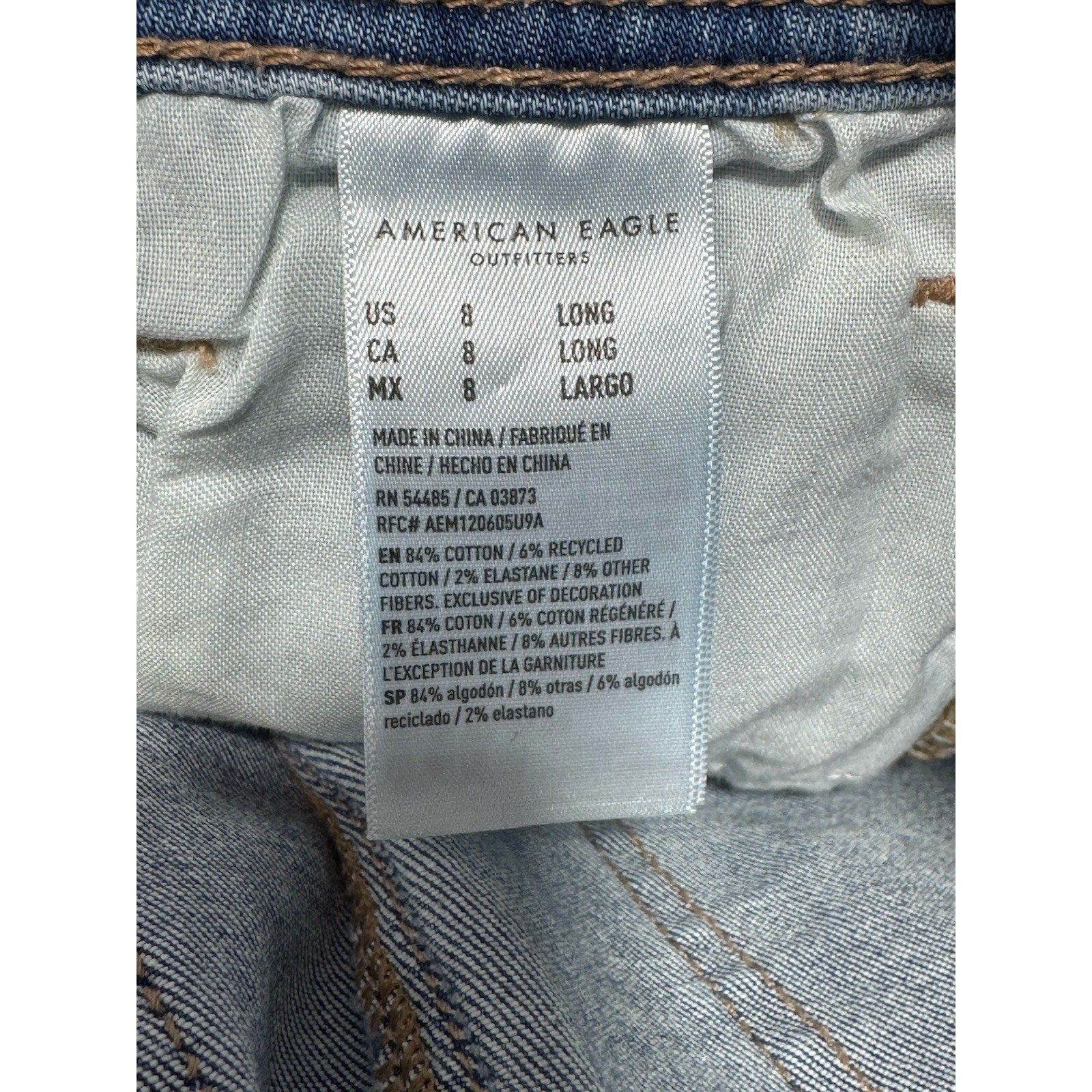 American Eagle Blue Jeans Next Level Stretch Midrise Kick Boot Women’s 8L NWT