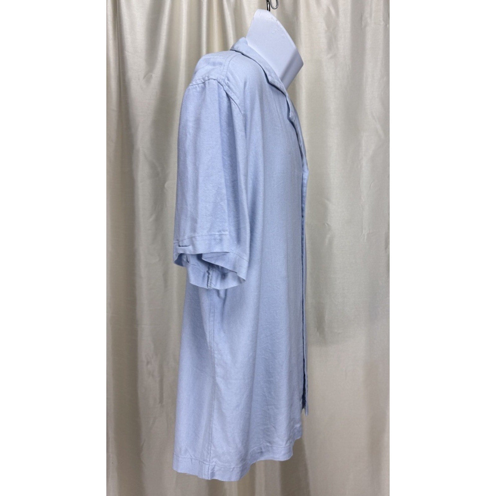 COOFANDY MEN'S BLUE SIZE XL CASUAL SHORT SLEEVE LINEN BLEND BEACH SHIRT
