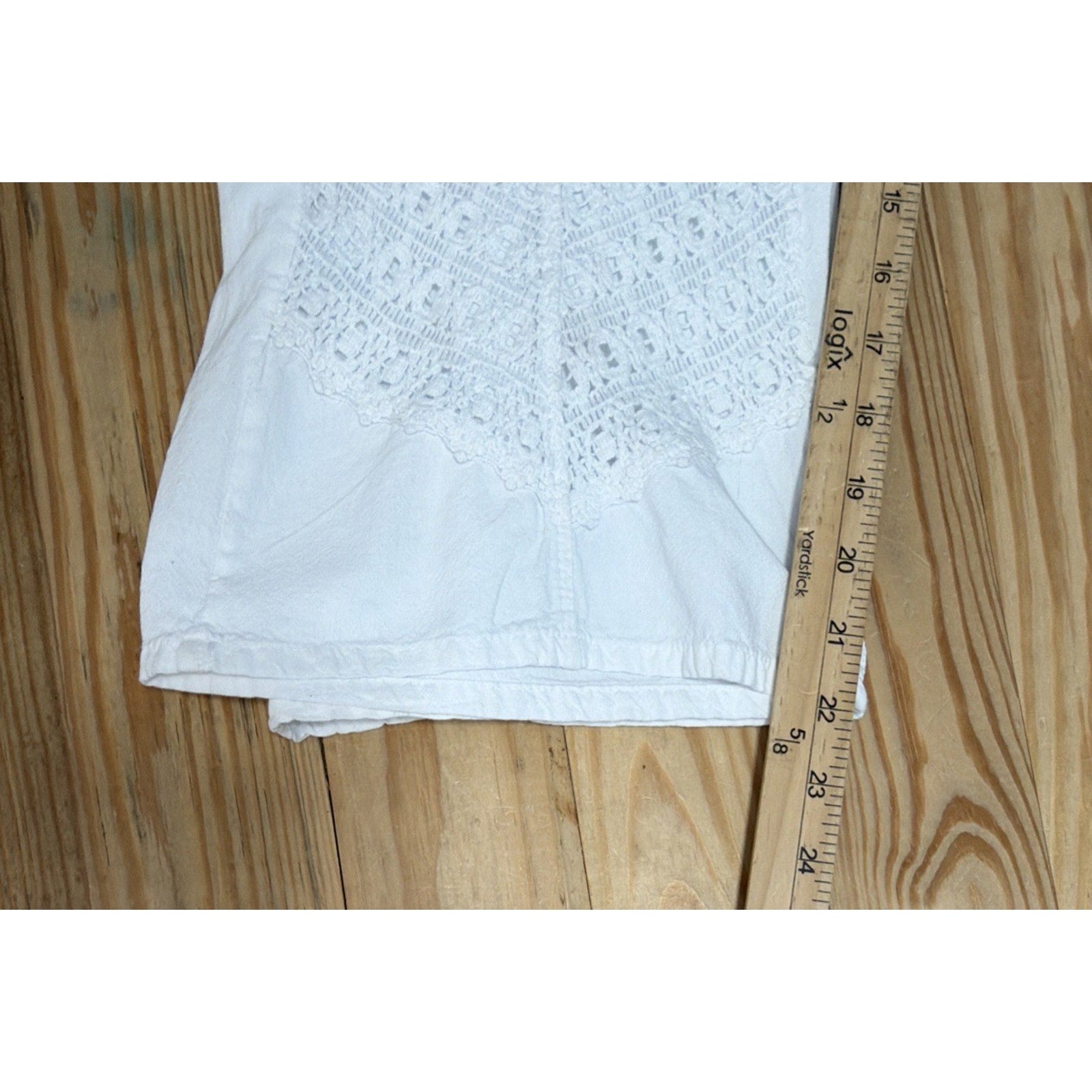Seaspice Resort Wear Size XL Pull On Pants White Peruvian Cotton Embroidered