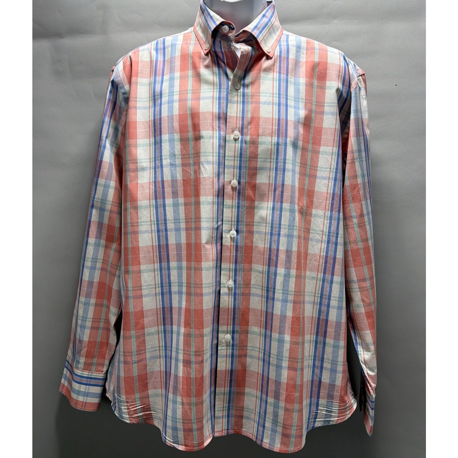 Charleston Threads Shirt Men's L Checked 100% Cotton Button-Up Beach Casual