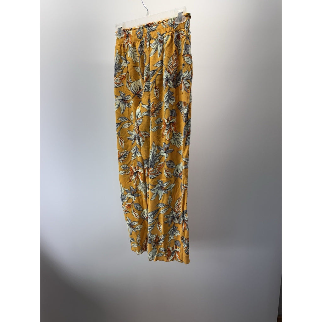 Breeze Ever Yellow Floral 100% Rayon Pants Women’s Size M
