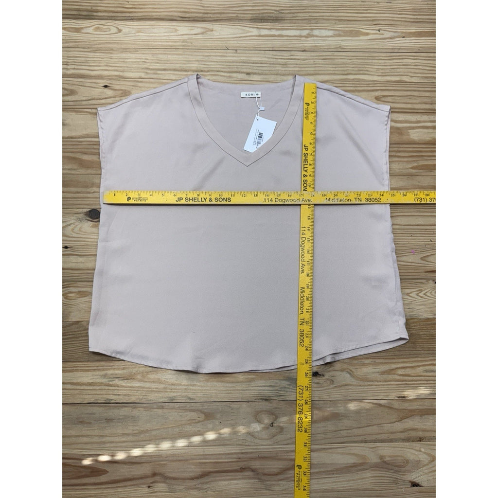 KORI Satin Polyester Blouse Rose Pink Dolman Sleeve Women’s Size Medium NWT