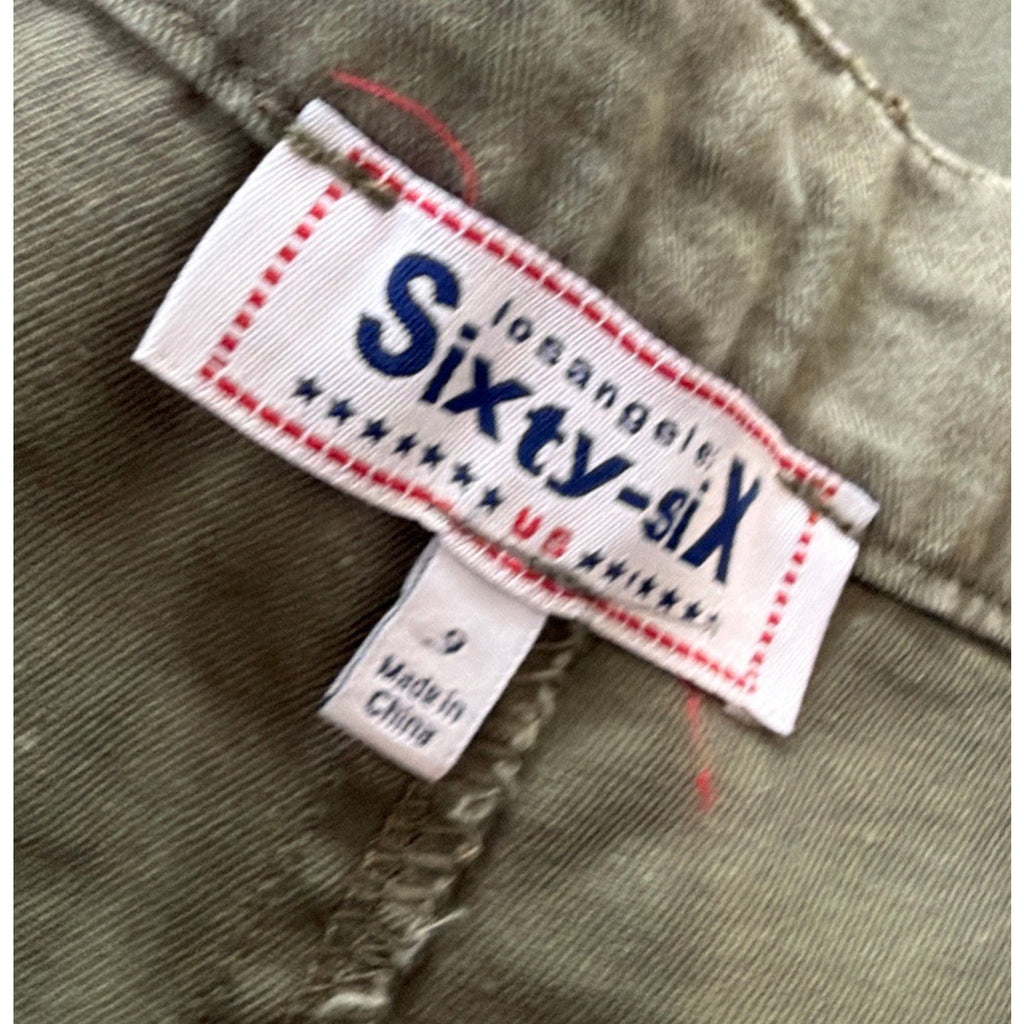 los angeles SIXTY SIX Wide Leg Saddleback Cargo Pants Twill Utility Army Green 7