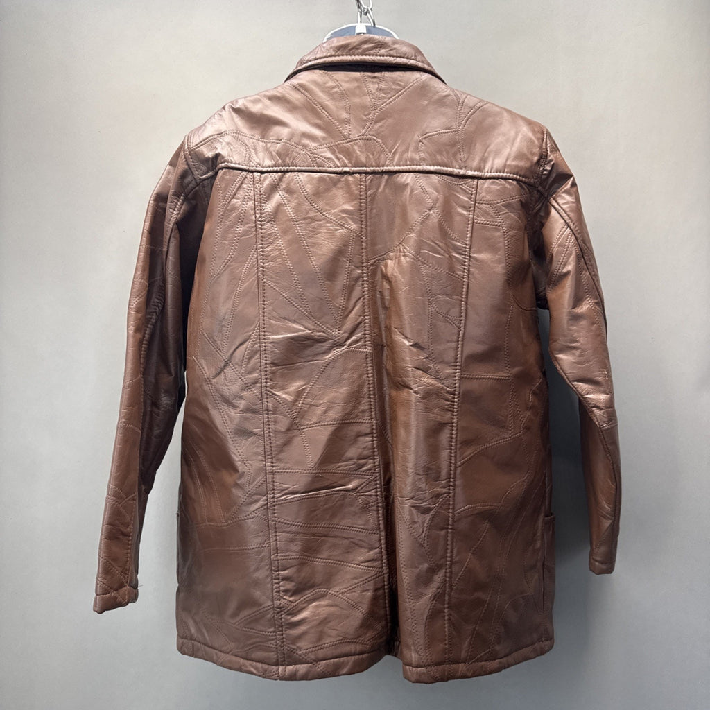 Tudor Court Genuine Leather By Haband Brown Button Up Removable Liner Men’s XL