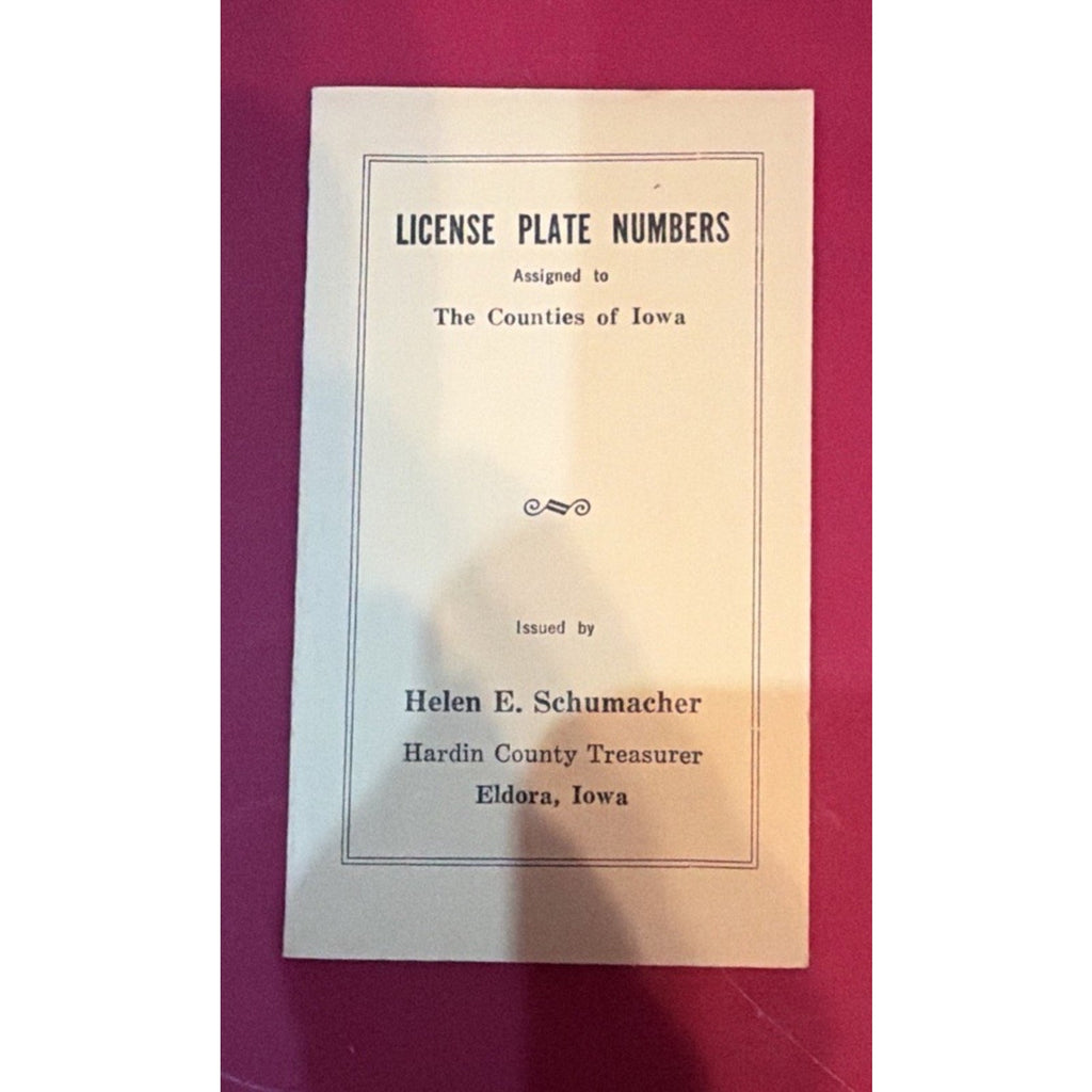 1950 Iowa License Plate County Numbers Pocket Card Reference Book Auto Car RARE