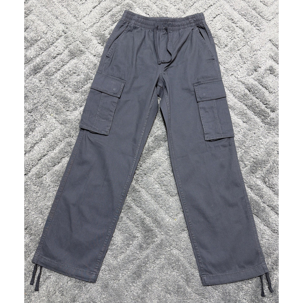 New No Boundaries Womens Pull On Canvas Gray Cargo Pants Straight Size XS