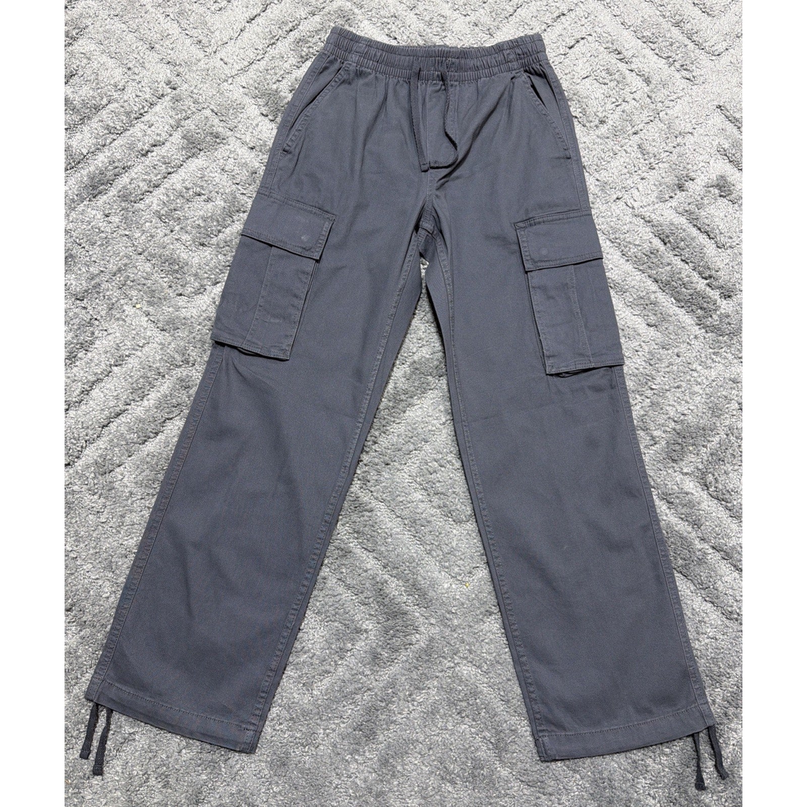 New No Boundaries Womens Pull On Canvas Gray Cargo Pants Straight Size XS