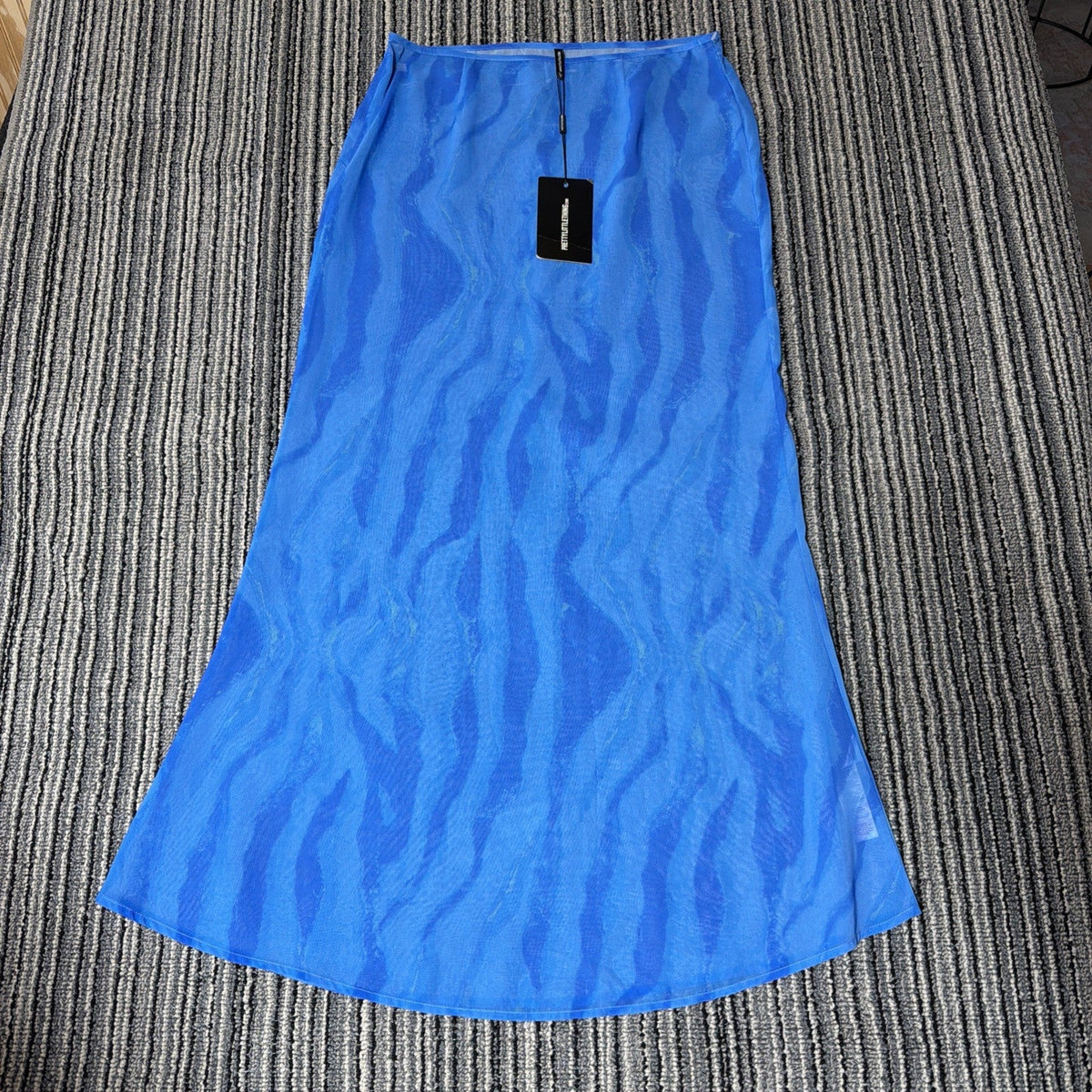 NWT pretty little thing sheer Tiger Print Fishtail Maxi Skirt, sz 12 Y2K Vibe