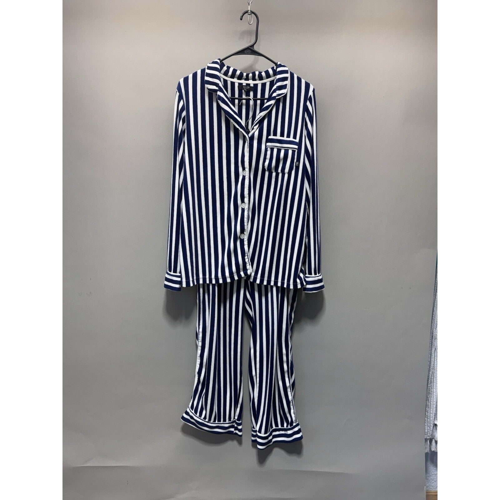 Simply Vera Wang Pajamas Size L Super Soft Plush Blue White Stripe