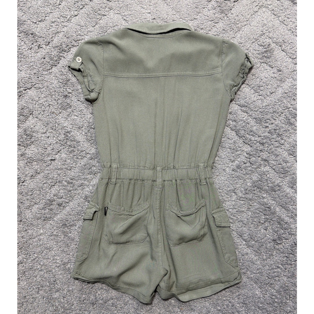 DKNY Girls Classic Comfy Short Sleeve Romper Jumpsuit Green Size 10