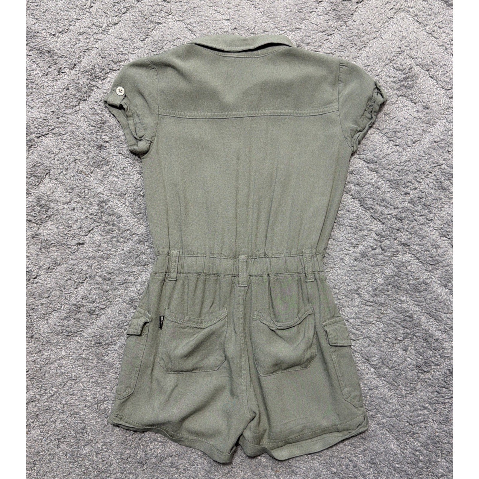 DKNY Girls Classic Comfy Short Sleeve Romper Jumpsuit Green Size 10