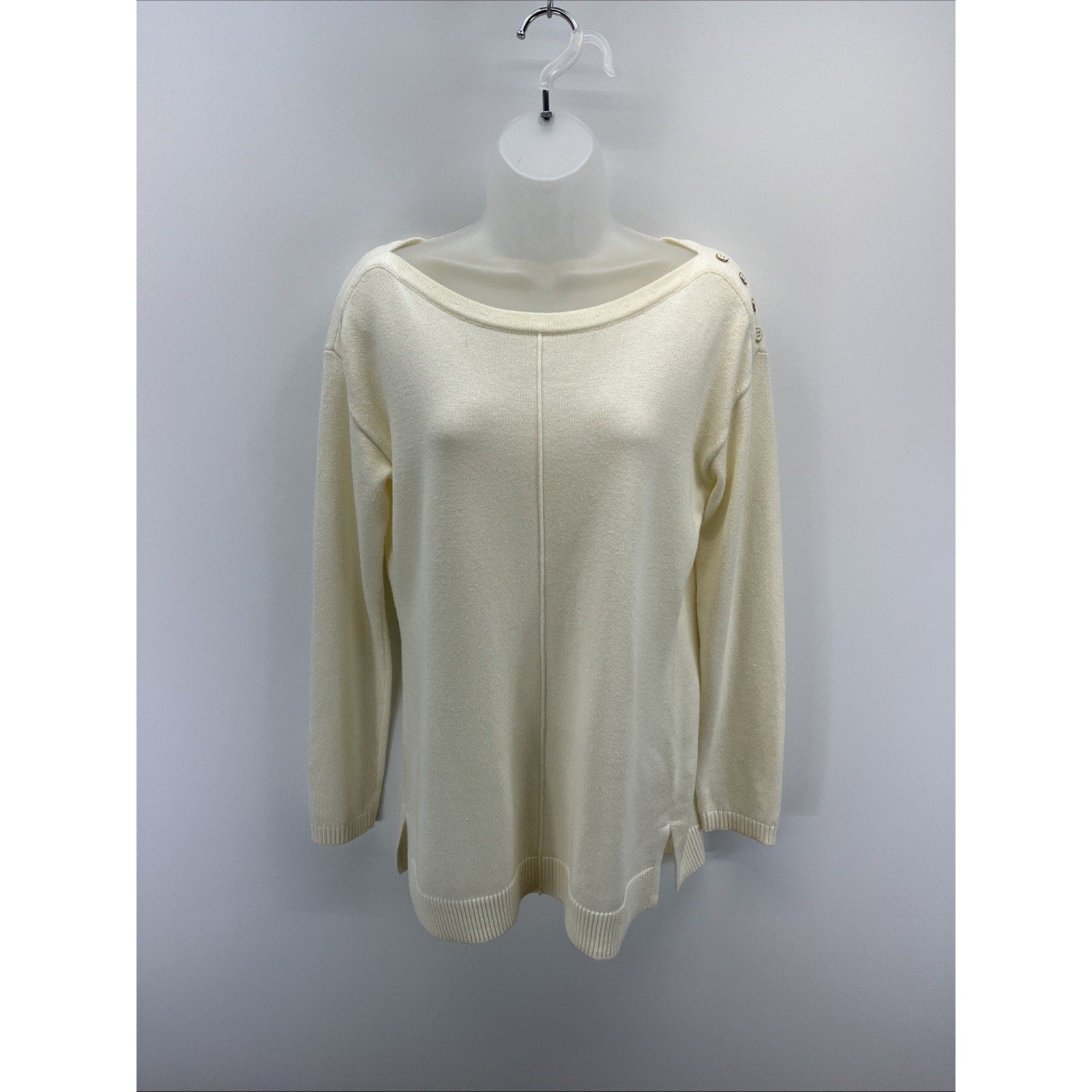 Talbots Women’s Ribbed-Yoke Sweater in Ivory-Size Small