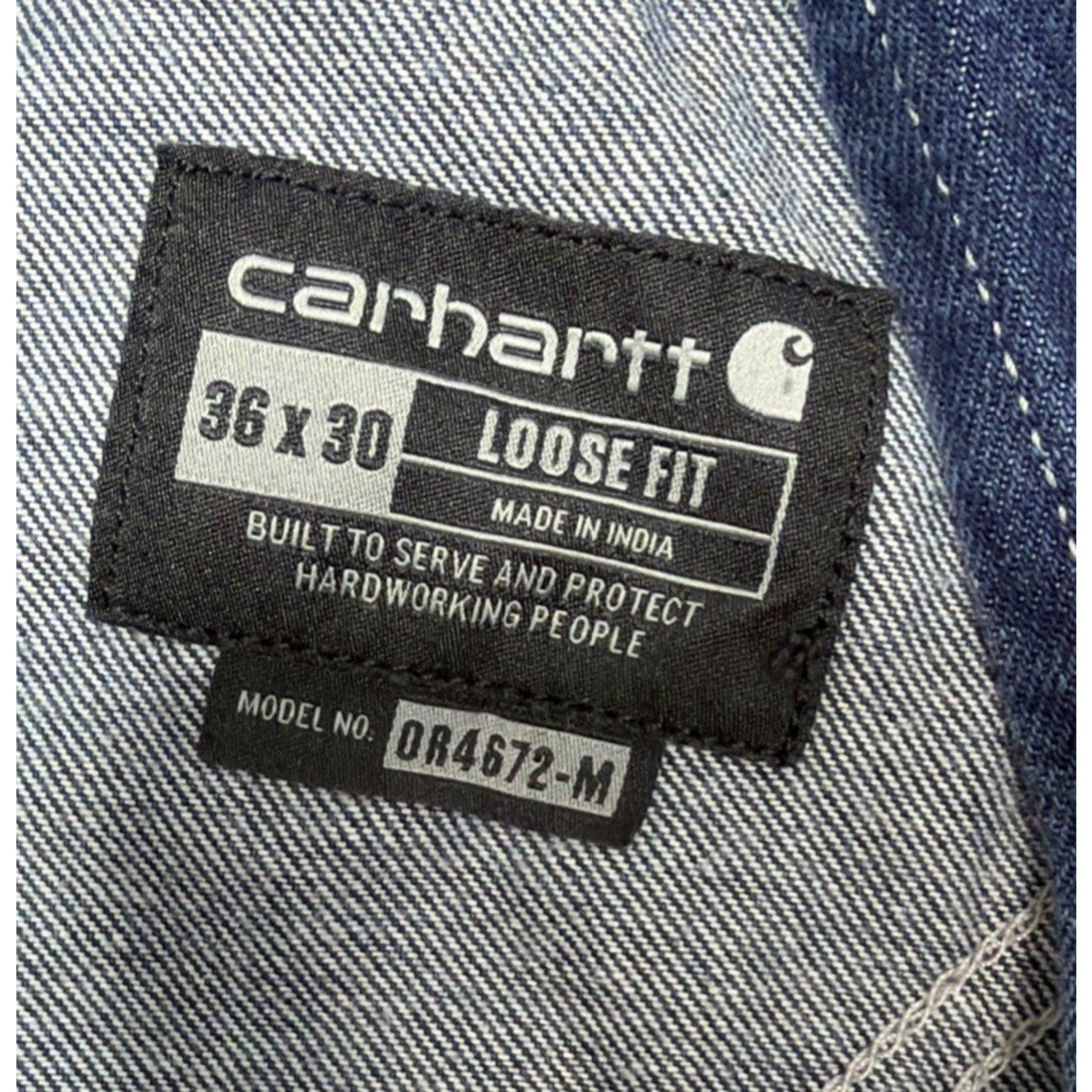 Carhartt Denim Bib Overalls Loose Dungarees Blue 0R4672-M 36x30