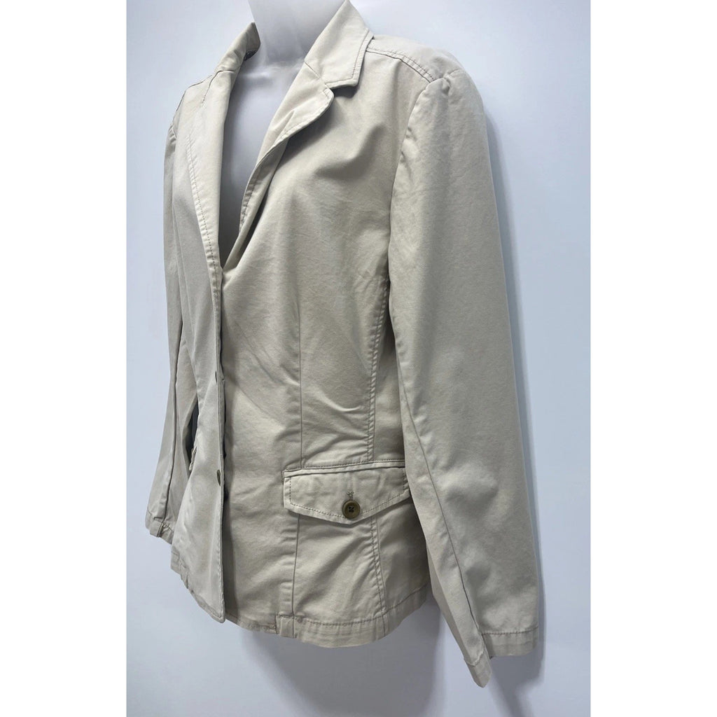 Eddie Bauer Womens Legend Wash 3 Button Jacket Blazer Size 16 Khaki Tan