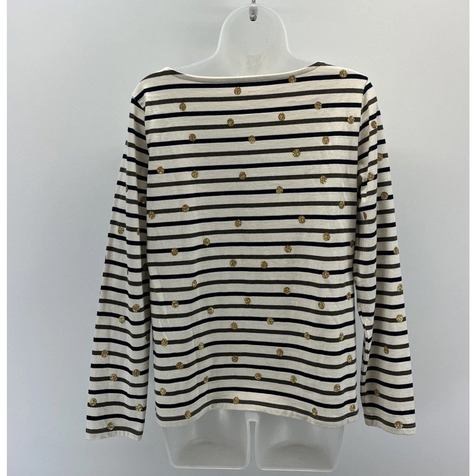 𝅺talbots cream colored long sleeve top with gold sparkly dots. Size M