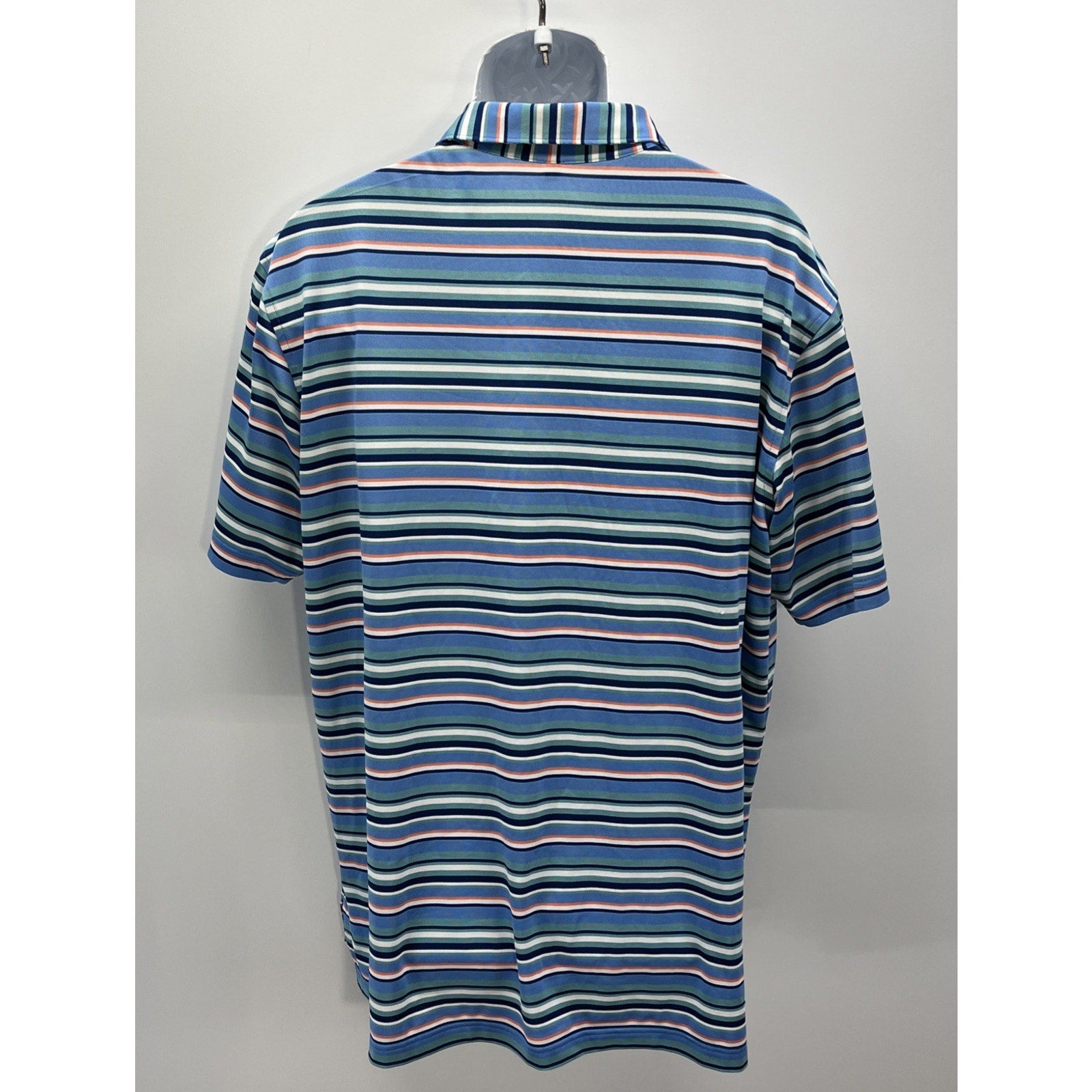 Peter Millar Polo Shirt L Multi Striped Summer Comfort Golf Performance Preppy