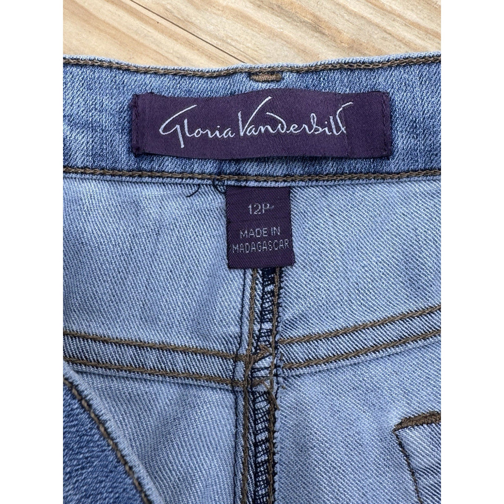 Gloria Vanderbilt Amanda Straight Jeans Women's 12P Blue Cotton Blend High Rise