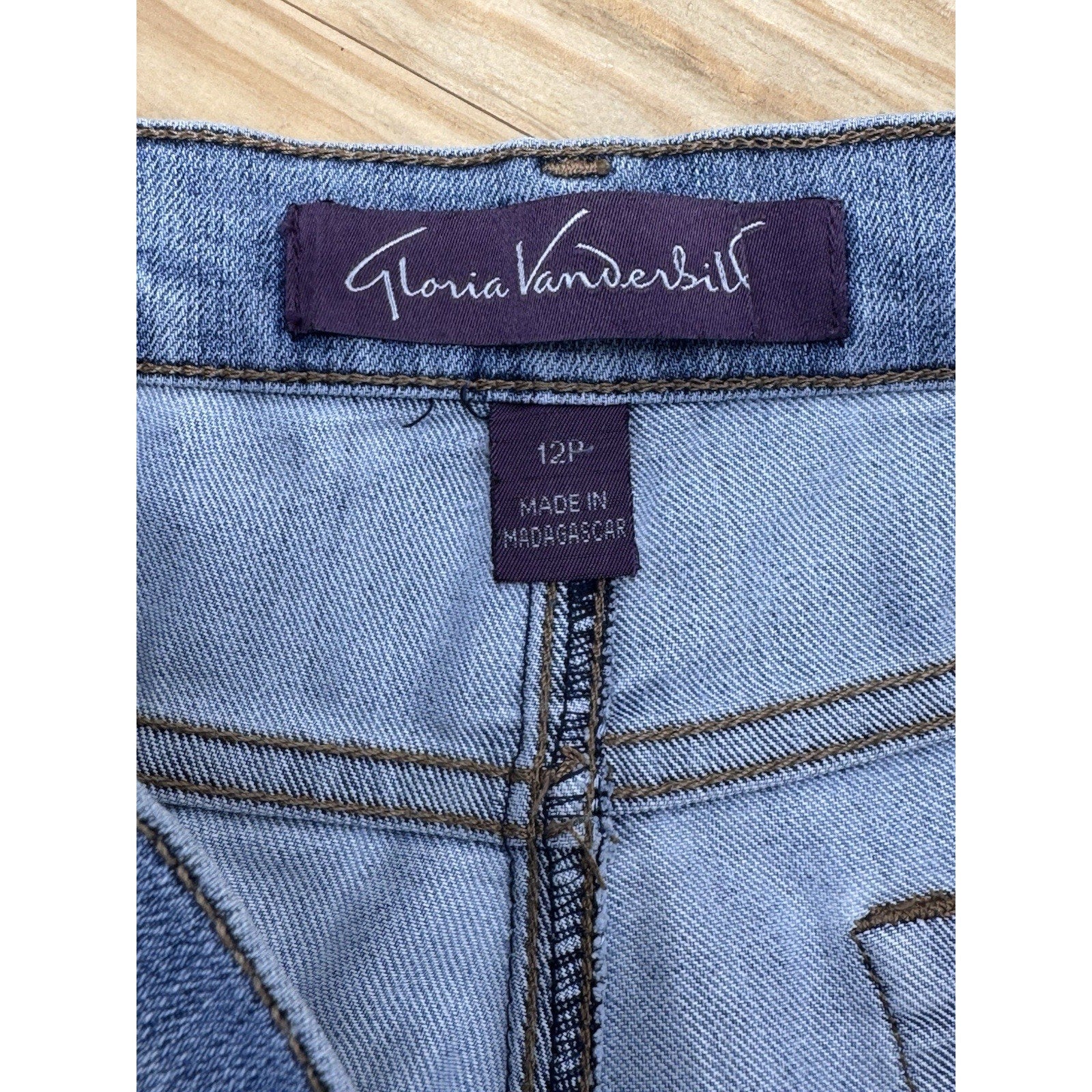 Gloria Vanderbilt Amanda Straight Jeans Women's 12P Blue Cotton Blend High Rise