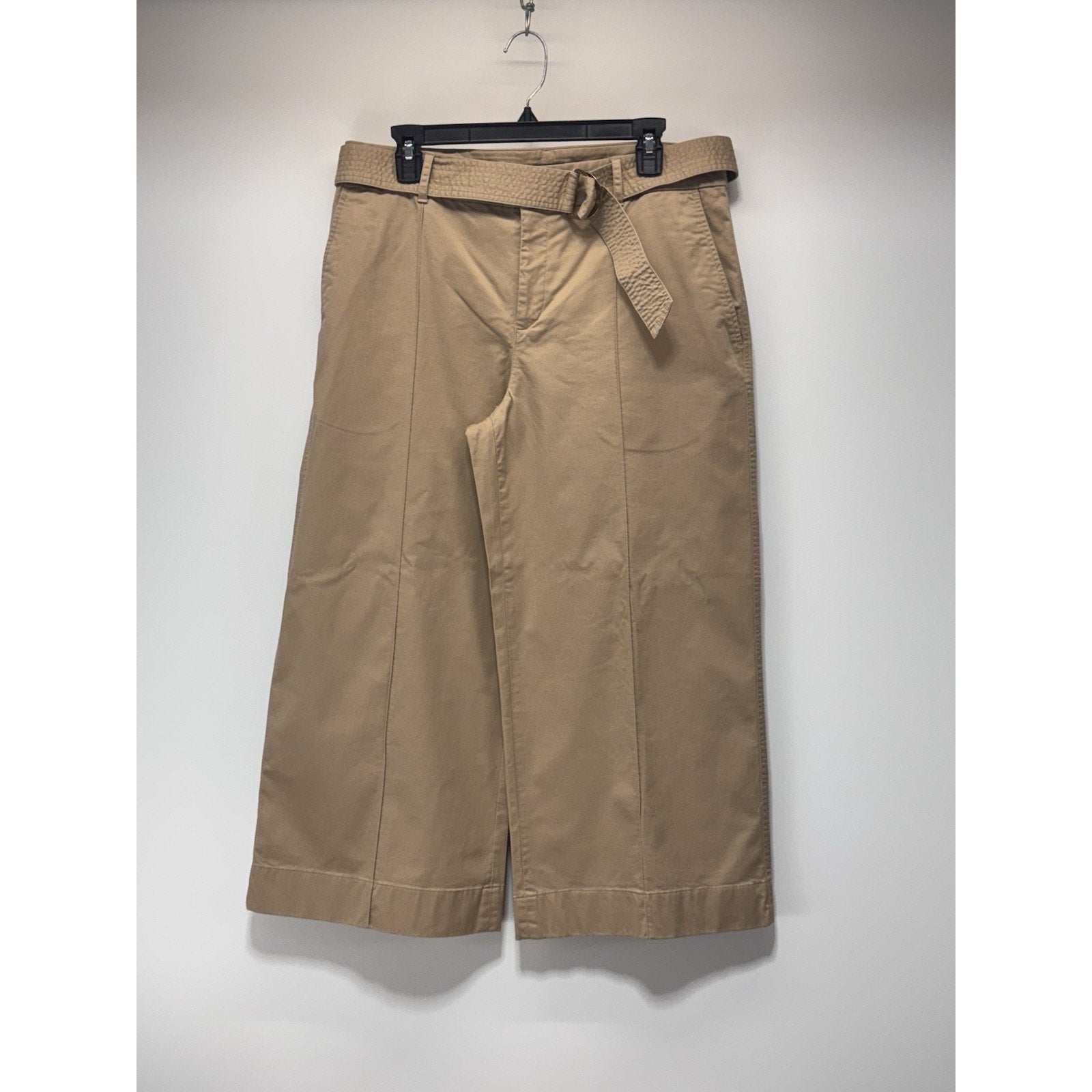 Ralph Lauren Beige Brienda Wide Leg Belted Capri Pants Size 10