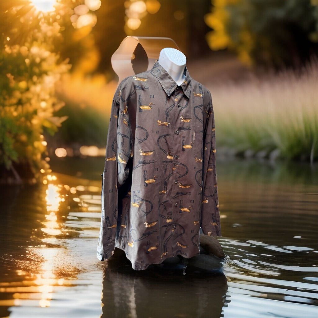 Columbia River Lodge Duck Hunt Shirt Men 3XT Duck Hunt All Over Print Cotton