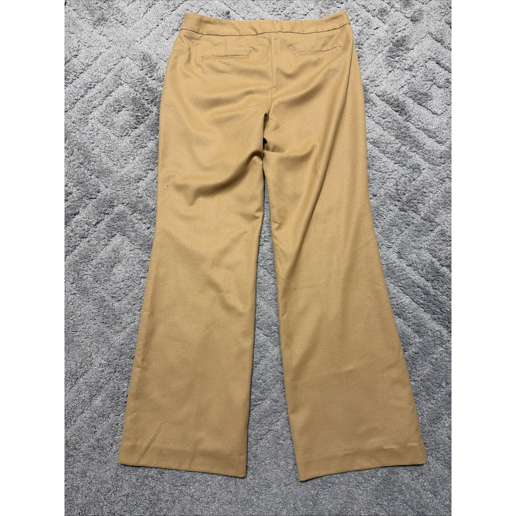 New Talbots Heritage Sz 10 Tan Italian Wool Lined Wide Leg Pants Office Mid Rise