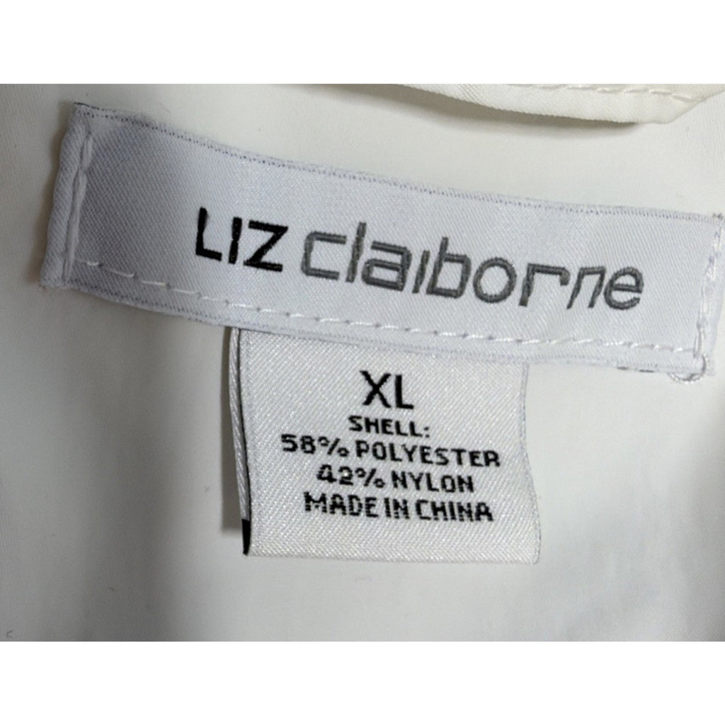 Liz Claiborne Jacket Rain Coat XL White Hooded