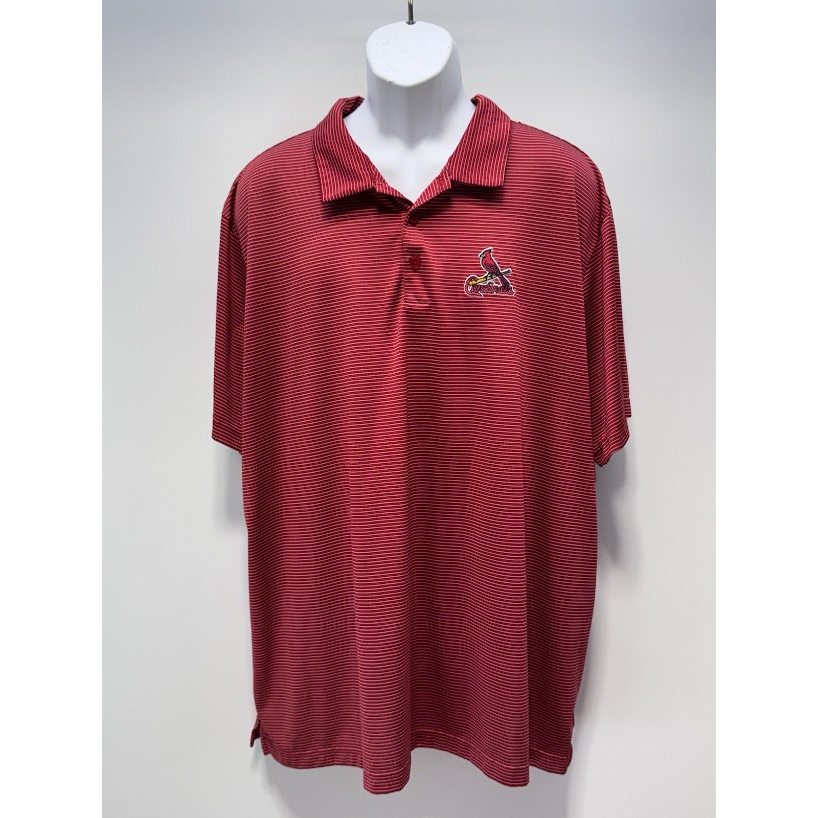 St. Louis Cardinals Antigua Red Striped Polo Shirt Men’s Size 3XL Spots Pictured