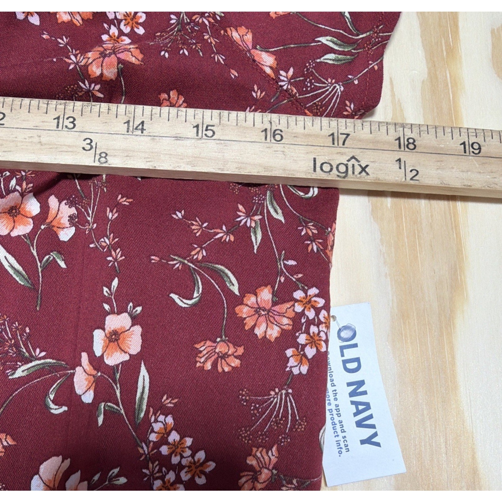 OLD NAVY Flutter-Sleeve Floral-Print Swing Cottagecore Blouse-Red Floral-S New