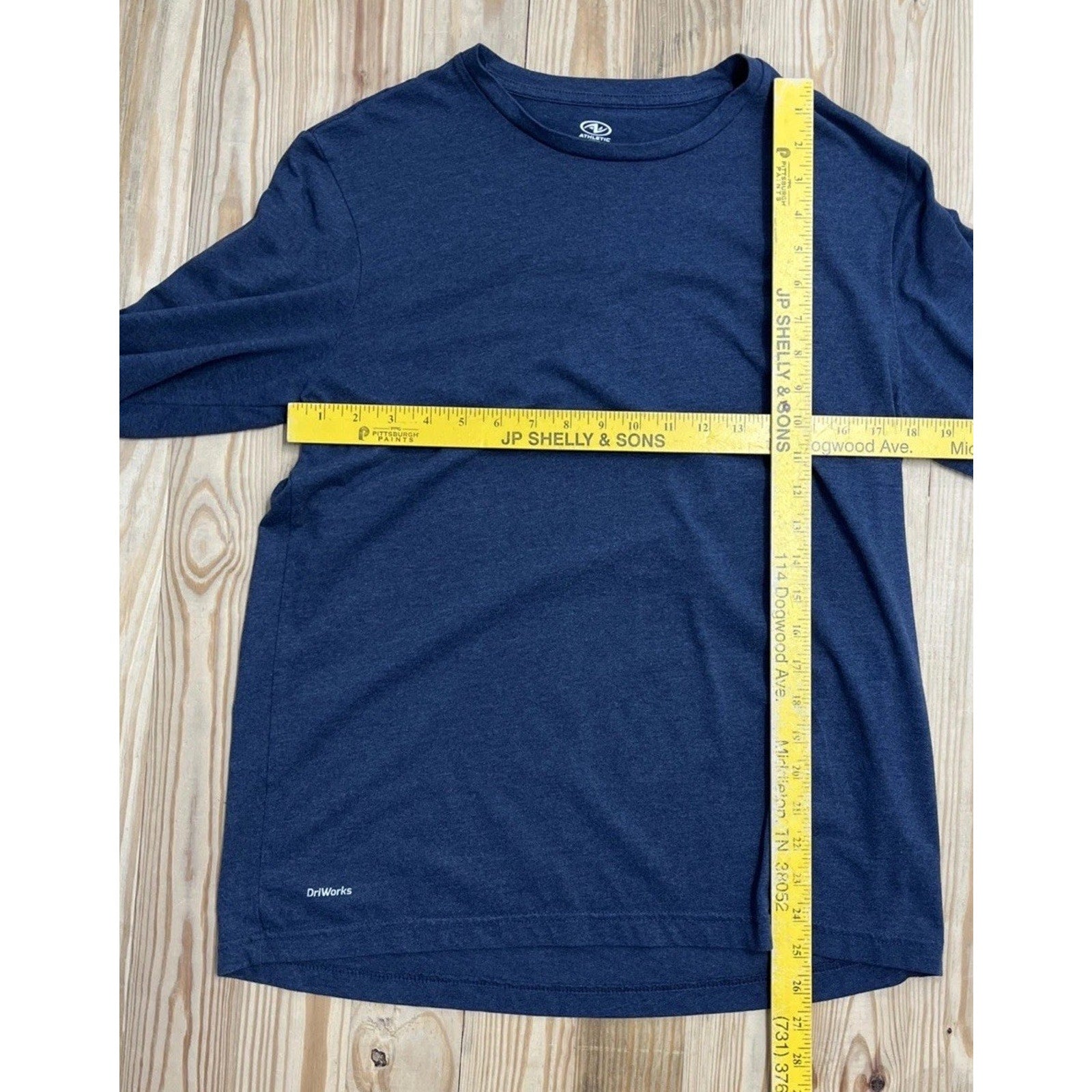 Athletic Works Men's Blue Heather Active Long Sleeve Tri Blend Tee M