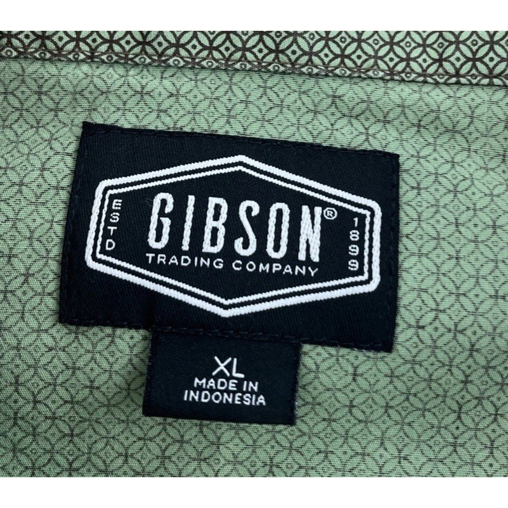 Gibson Men's Pearl Snap Western Shirt XL Long Sleeve All Over Pattern Green