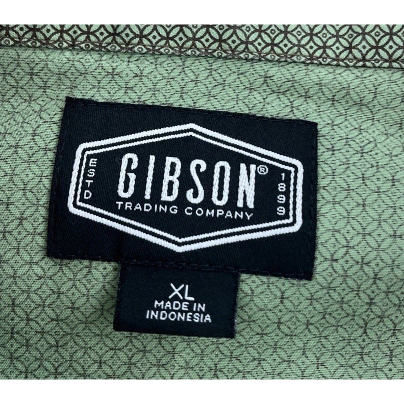 Gibson Men's Pearl Snap Western Shirt XL Long Sleeve All Over Pattern Green