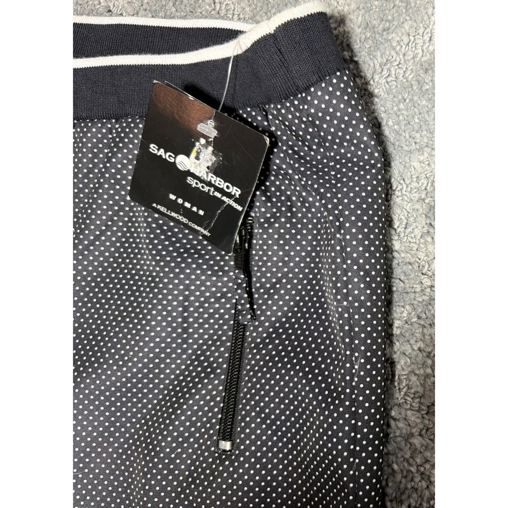 Sag Harbor Sport Activewear Pants Womens 1X Black Polka Dot Elastic Waist New
